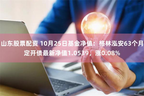 山东股票配资 10月25日基金净值：格林泓安63个月定开债最新净值1.0539，涨0.08%