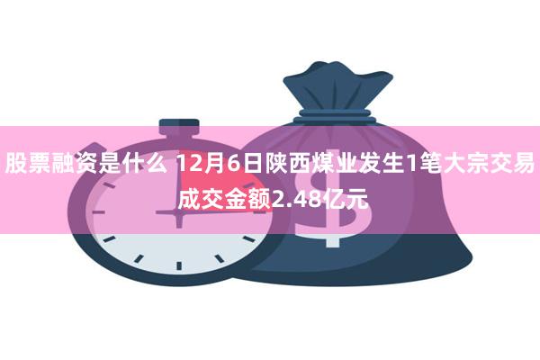 股票融资是什么 12月6日陕西煤业发生1笔大宗交易 成交金额2.48亿元