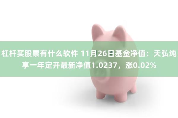 杠杆买股票有什么软件 11月26日基金净值：天弘纯享一年定开最新净值1.0237，涨0.02%